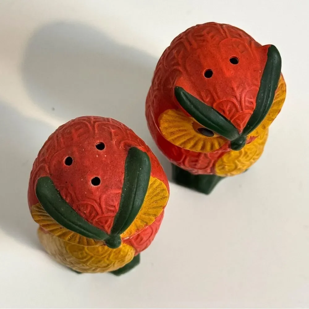 Vintage Ceramic Owl Salt & Pepper Shakers Made in Japan 70s
